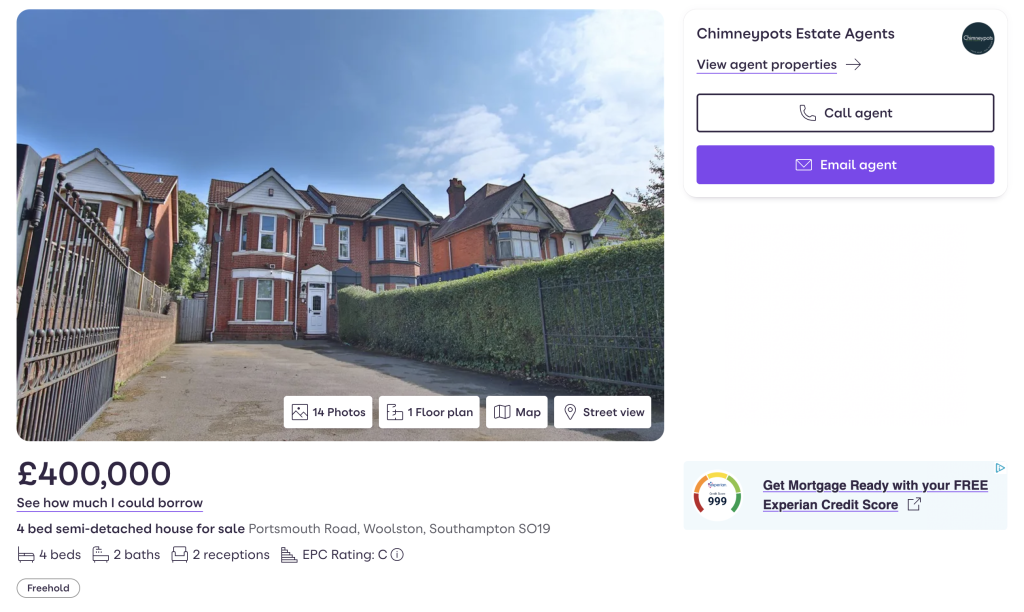 4 bed property listing on zoopla